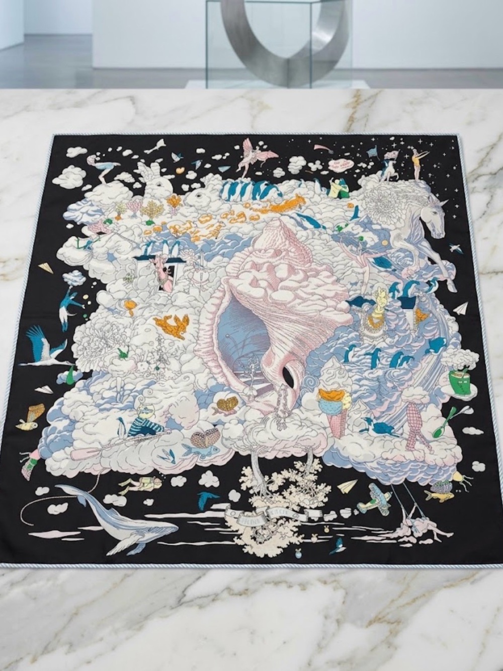 Hermes Sur Mon Nuage Silk scarf approx 34” by 34” NO BOX NWT Made in France